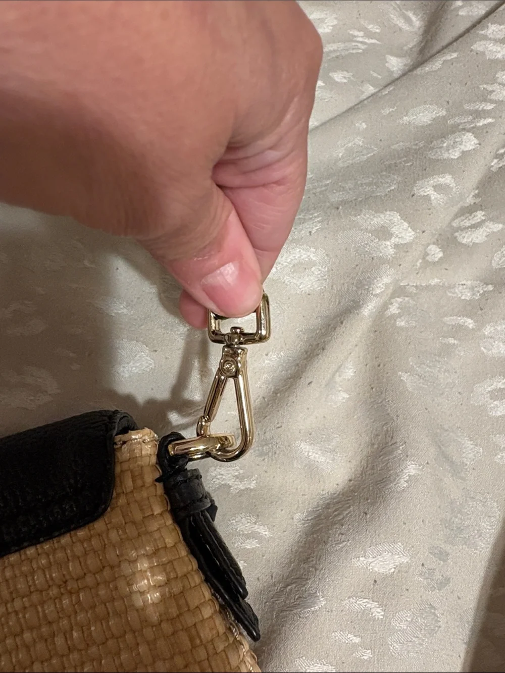 kate spade Black and Natural Straw Crossbody Purse